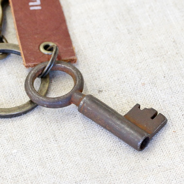 アンティークキー付きMINIキーホルダー(ベルギーの古い鍵1)