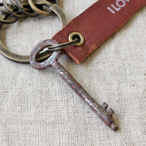 アンティークキー付きMINIキーホルダー(イギリスの古い鍵9)