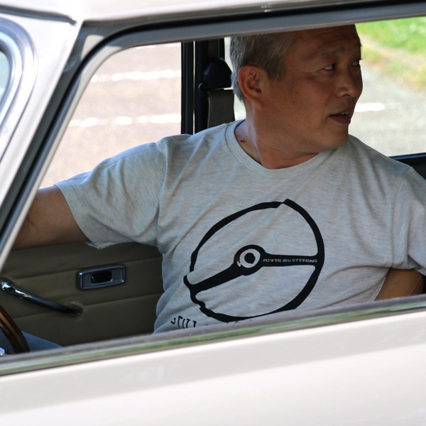 クラシックミニ ステアリング Tシャツ「Power IRU Steering Tシャツ」(アッシュ/ブラック)