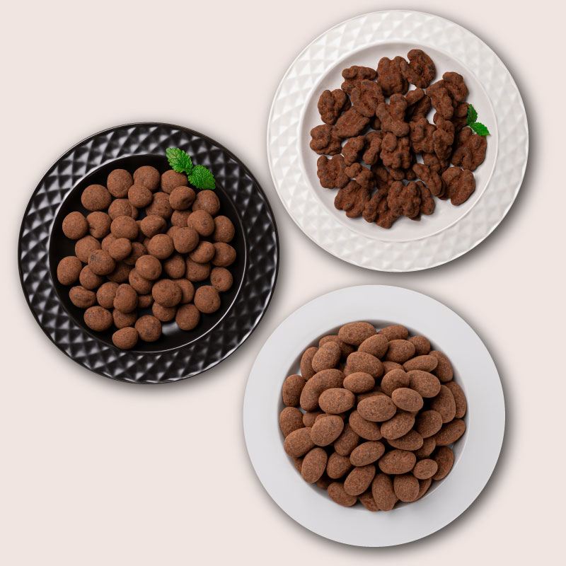 チョコナッツ各種(アーモンドチョコ、マカダミアチョコ、チョコくるみ)【もぐーぐ。】