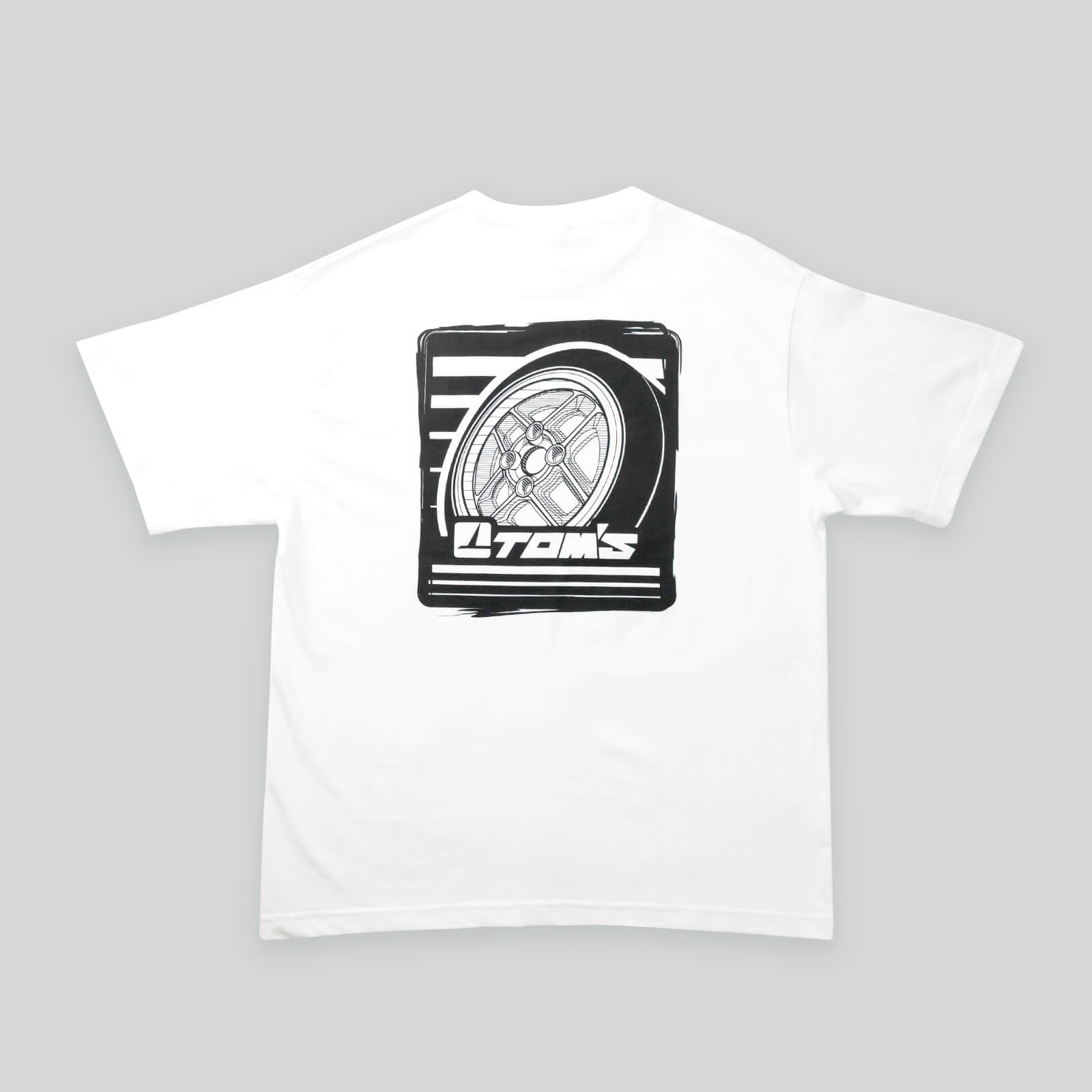井桁デザインTシャツ ホワイト チャコール