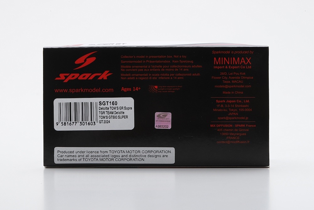 1/43 Deloitte TOM'S GR Supra No.37 TGR TEAM Deloitte TOM'S GT500 SUPER GT 2024 U. Sasahara - G. Ales