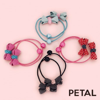 キッズ☆ドットな水玉ミニリボンゴム（2個セット）【PETAL MARKET】|ゴム|アイテムで選ぶ