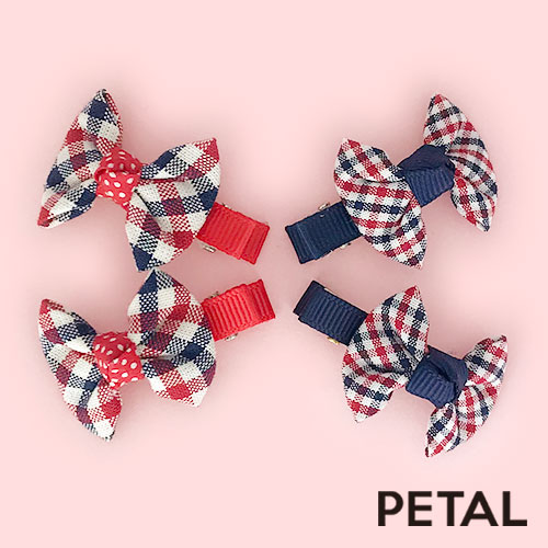 キッズ☆チェックちぇっくリボンピン（2個セット）【PETAL MARKET】