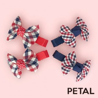 キッズ☆チェックちぇっくリボンピン（2個セット）【PETAL MARKET】|ヘアピン|アイテムで選ぶ