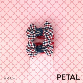 キッズ☆正統派チェックちぇっくリボンゴム（2個セット）【PETAL MARKET】|ゴム|アイテムで選ぶ