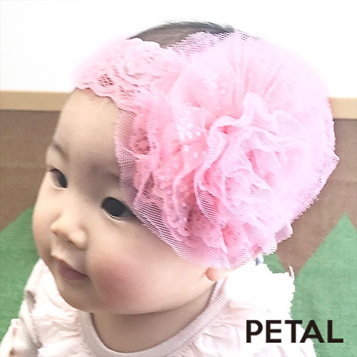 ベビー レースフラワーヘアターバン【PETAL MARKET】