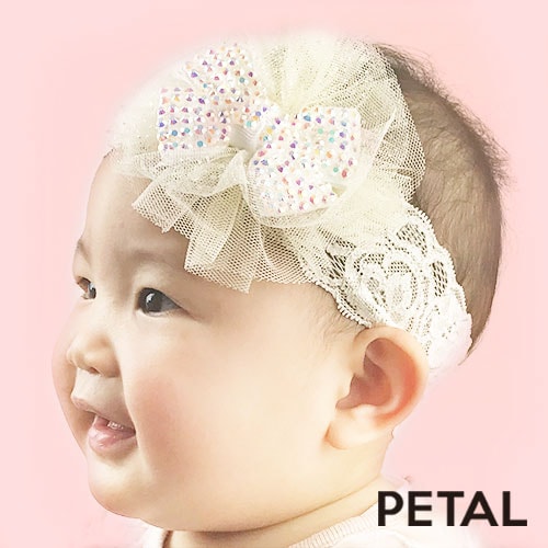 ベビー KIDS キラキラリボンヘアターバン 【PETAL MARKET】