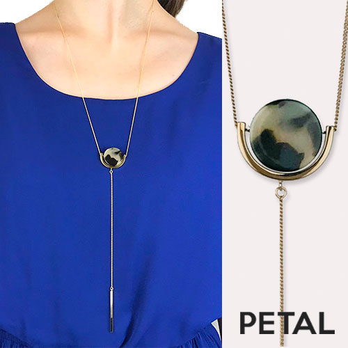 大人のべっ甲風ロングYネックレス【PETAL MARKET】　