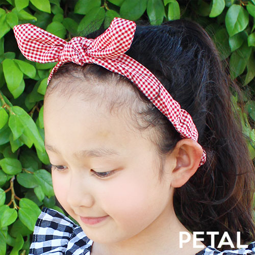 キッズ ギンガムチェックヘアターバン【PETAL MARKET】