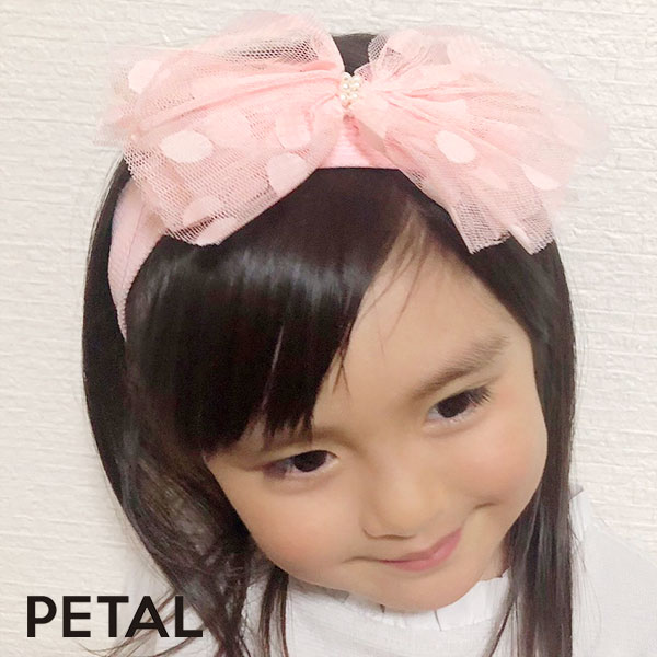 キッズ ドットビッグリボンヘアターバン【PETAL MARKET】