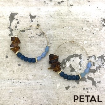 ピアス・ウッド＆天然石フープピアス【PETAL　MARKET/TonnyWords】|ゴム|アイテムで選ぶ