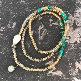 LALA 2wayターコイズbijoux3連ブレスレットハロル【PETAL MARKET】　