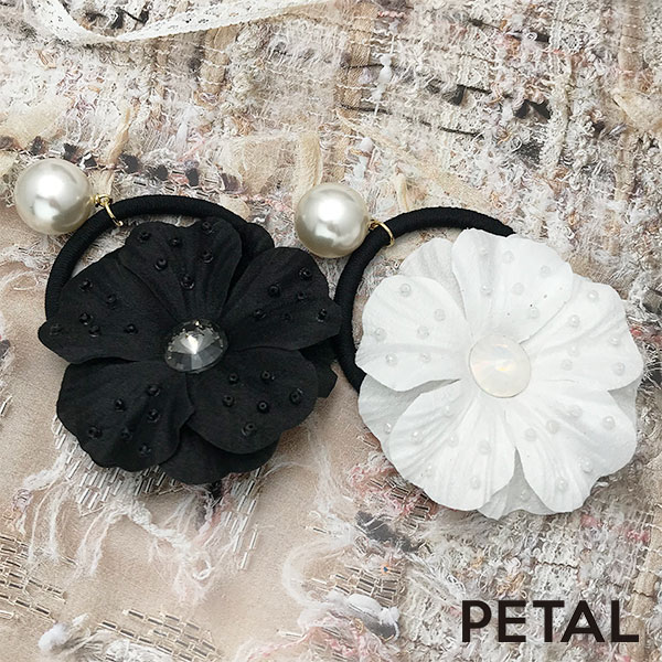 Petal Market アクセサリー Quiシリーズ高貴なお花ゴム Petal Market 価格で選ぶ 3000円 4 000円 お花 ビジュー ゴム パール チェック Qui くい クイ ハナ 花 ごむ ゴム ペタル