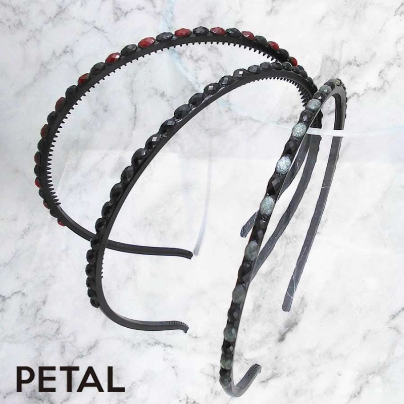 BLACK シンプルラウンドカチューシャ【PETAL MARKET】