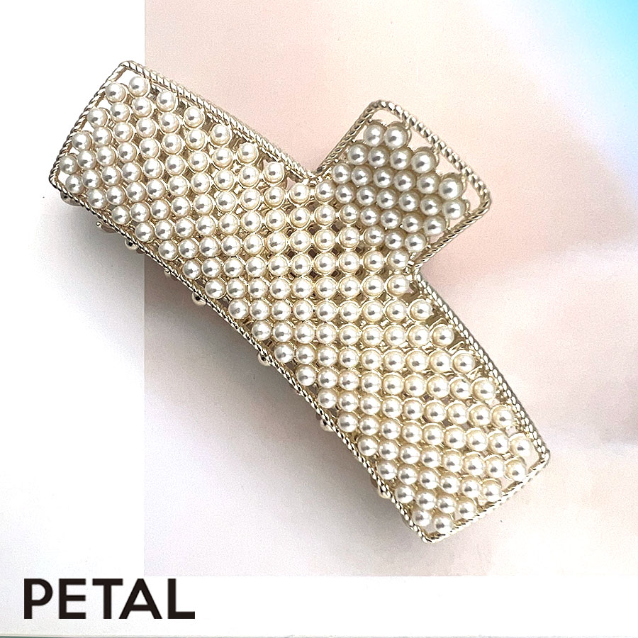シンプルパールのゴールドスクエアクリップ【PETAL MARKET】