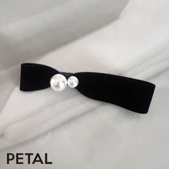 QUI  かわいい ベルベットパールリボンピン 【PETAL MARKET】|ヘアピン|アイテムで選ぶ