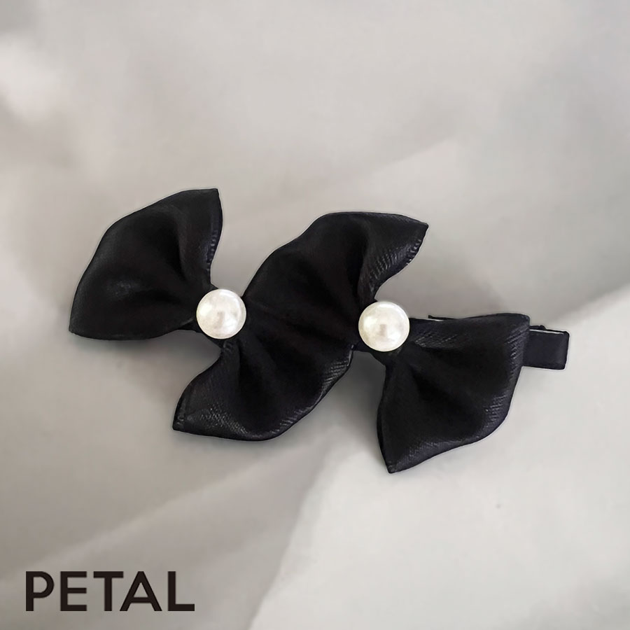 QUI かわいいサテンのパールツインリボンピン 【PETAL MARKET】