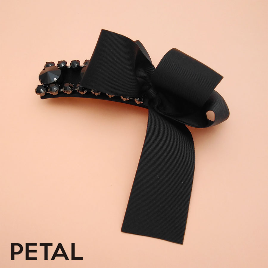 KOTI ビッグリボンと大粒ビジュー バレッタ ガラナ【PETAL MARKET】