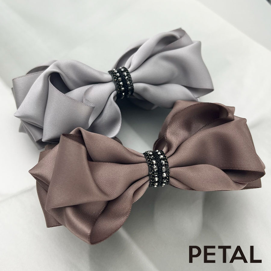 NEW ギャザーたっぷり サテンリボンバナナクリップ【PETAL MARKET】
