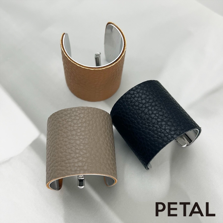 NEW ヘアーカフ ポニーフック フェイクレザー　シュリンクレザー風【PETAL MARKET】