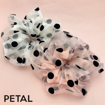 KOTIシリーズ オーガンジー  ビッグドットシュシュ アラン　シュシュサイズも直径20cmの大きめです【PETAL MARKET】