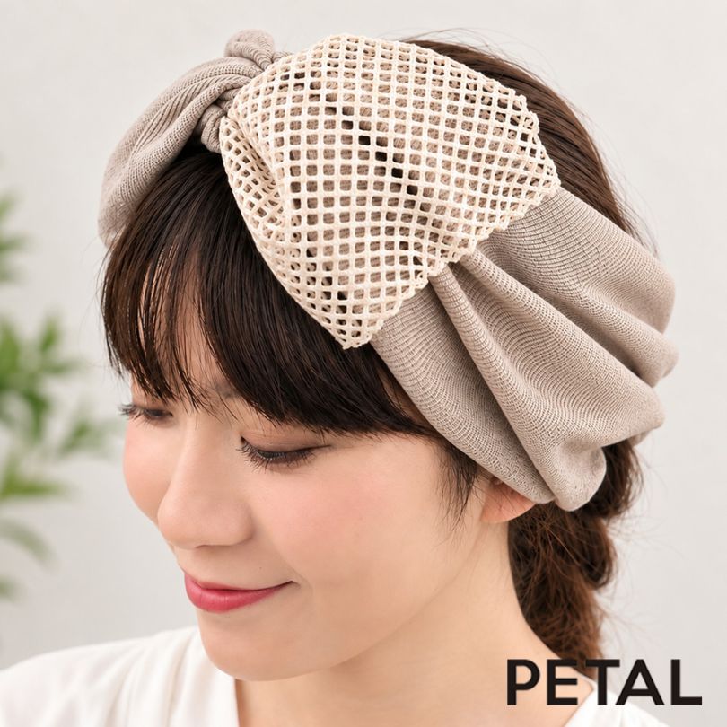 NEWカラー登場！軽くてふわっとフィット！BONBONリボンメッシュターバン【PETAL MARKET】
