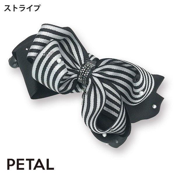 品のあるビジューをあしらった ドレープリボン バナナクリップ Mサイズ＆Lサイズ展開です 【PETAL MARKET】