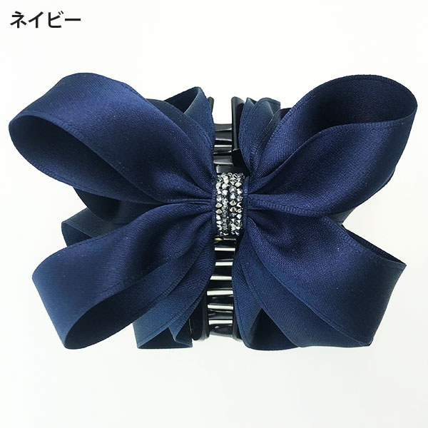 品のあるビジューをあしらったドレープリボンクリップL【PETAL MARKET】