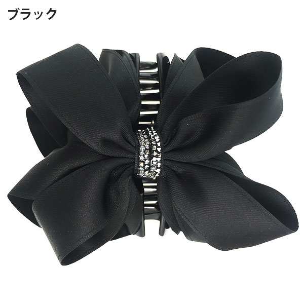 品のあるビジューをあしらったドレープリボンクリップL【PETAL MARKET】