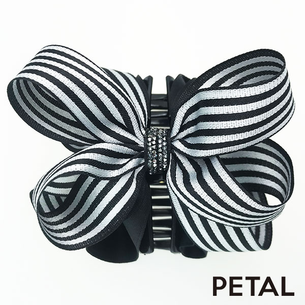 品のあるビジューをあしらったドレープリボンクリップL【PETAL MARKET】