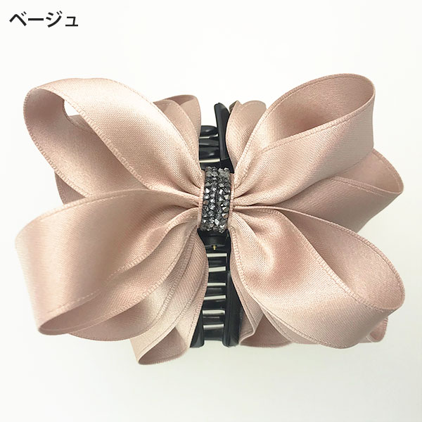 品のあるビジューをあしらったドレープリボンクリップL【PETAL MARKET】