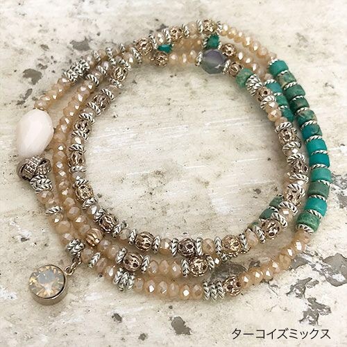 LALA 2wayターコイズbijoux3連ブレスレットハロル【PETAL MARKET】　