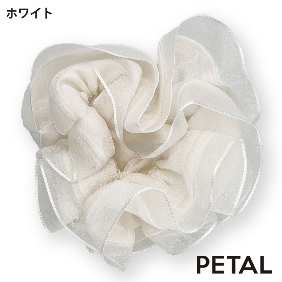 大きめシュシュ2個 オーガンジー オフホワイト オフ白 ハンドメイド