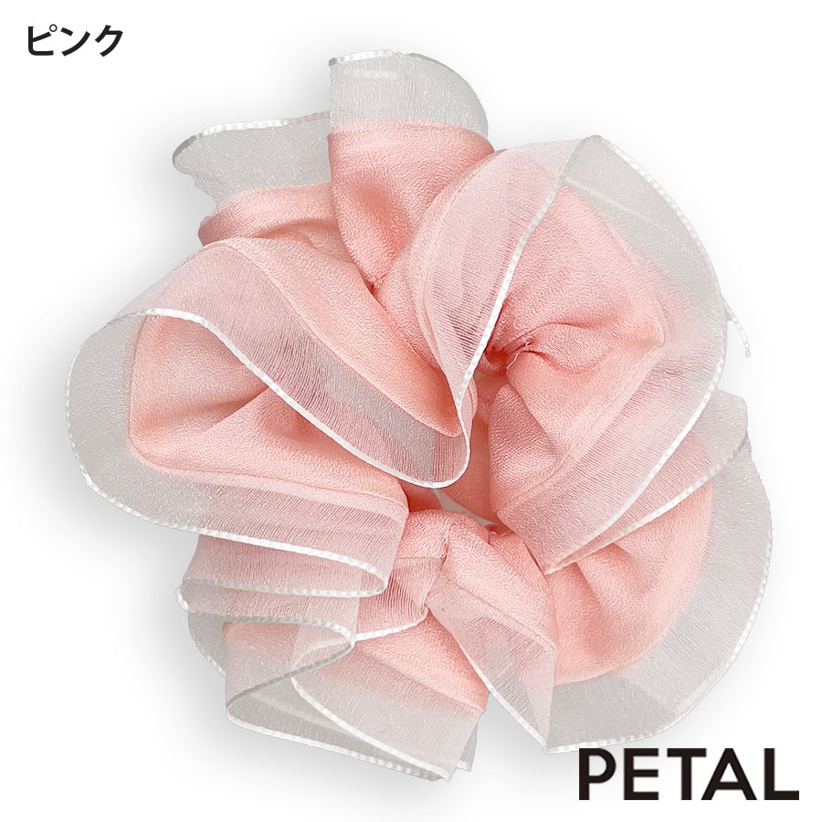 ホワイトオーガンジーのパイピングシュシュ 【PETAL MARKET】