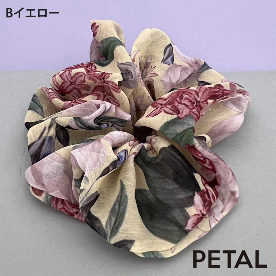 透け感がかわいい花柄 シュシュ レーナ【PETAL MARKET】