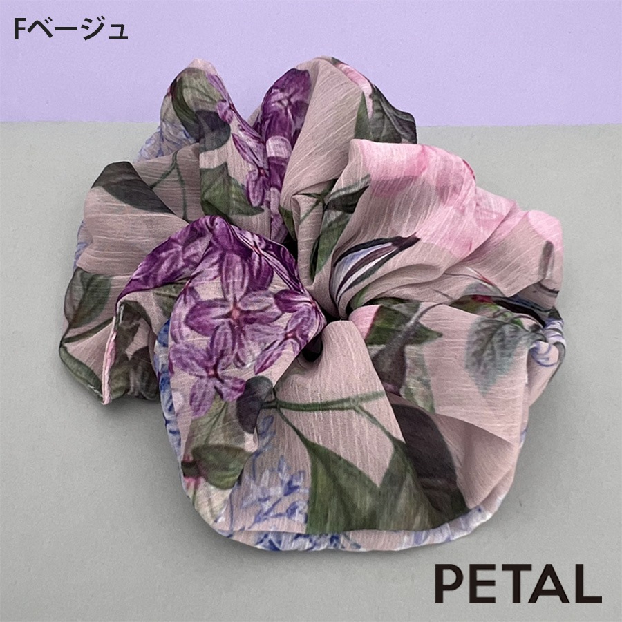 透け感がかわいい花柄 シュシュ レーナ【PETAL MARKET】