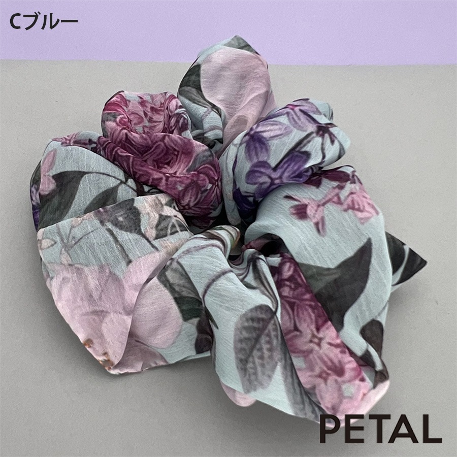 透け感がかわいい花柄 シュシュ レーナ【PETAL MARKET】