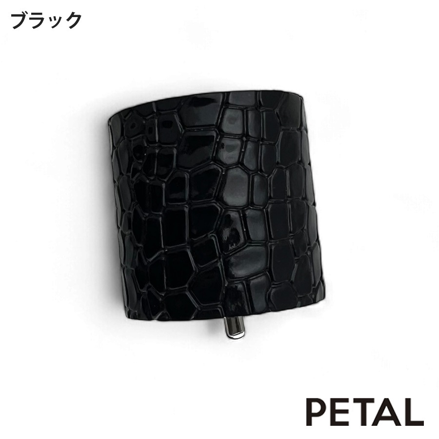 NEW ヘアーカフ ポニーフック フェイクレザー クロコ型押し エナメル仕上げ 【PETAL MARKET】