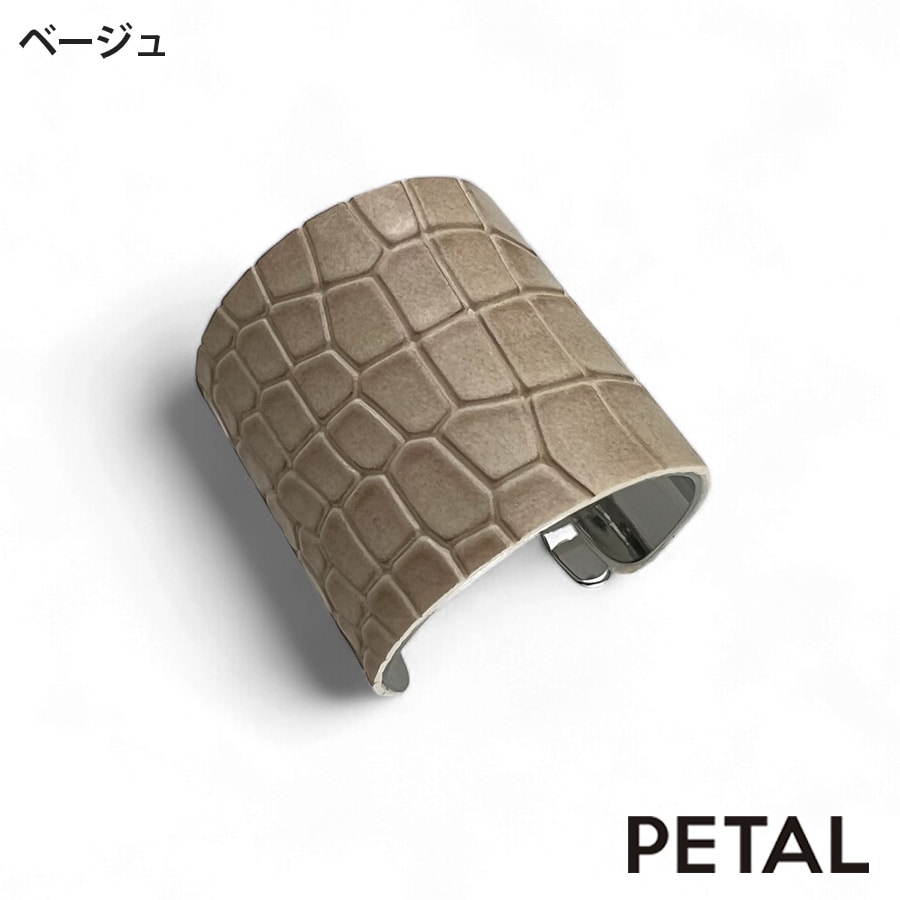 NEW ヘアーカフ ポニーフック フェイクレザー クロコ型押し エナメル仕上げ 【PETAL MARKET】