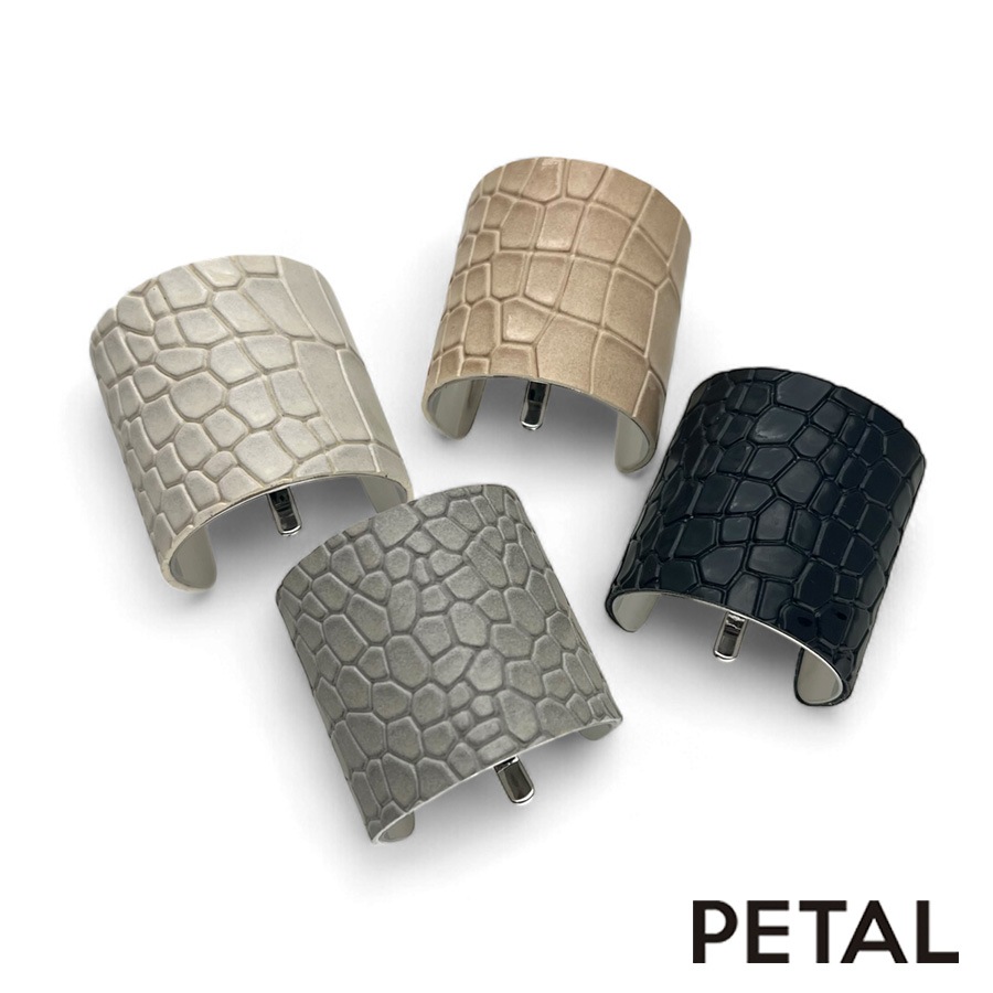 NEW ヘアーカフ ポニーフック フェイクレザー クロコ型押し エナメル仕上げ 【PETAL MARKET】