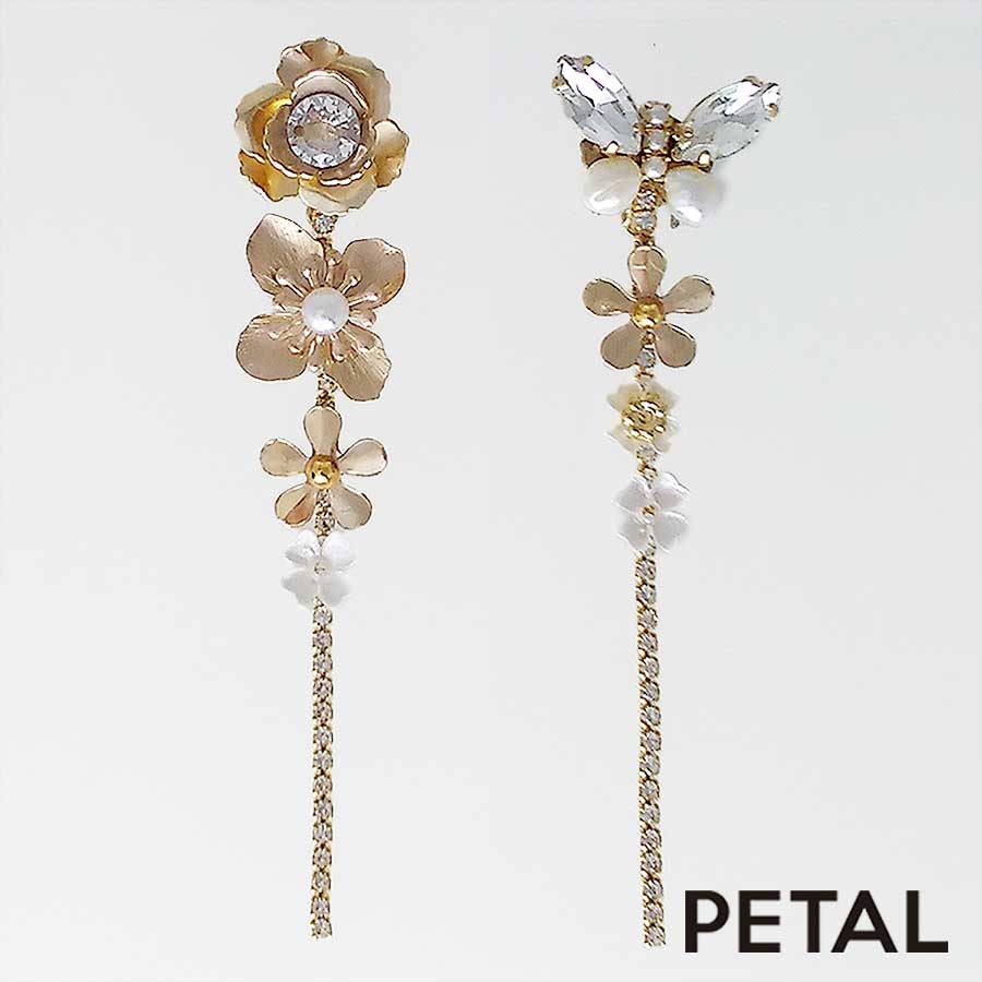 GRACE pearl ピアス＆イヤリング ローズバタフライ リュリュ【PETAL MARKET】