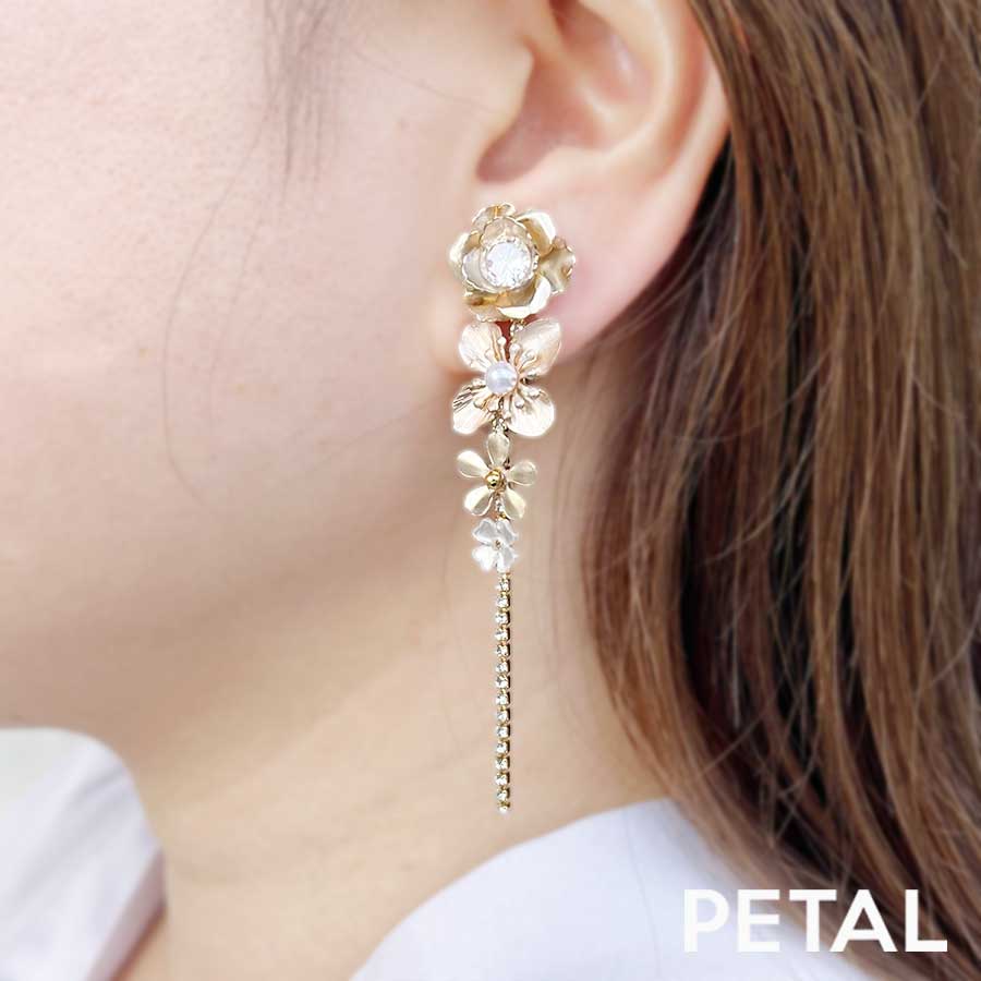 GRACE pearl ピアス＆イヤリング ローズバタフライ リュリュ【PETAL MARKET】