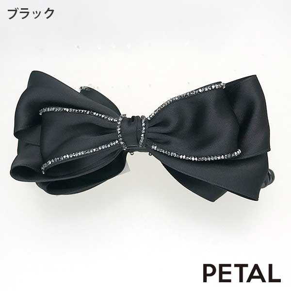 NEW 品のあるビジューをあしらったリボンバナナクリップ Mサイズ＆Lサイズ展開です【PETAL MARKET】