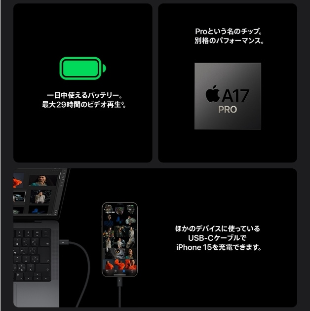 新品」SIMフリー iPhone 15 Pro 128GB [ブルーチタニウム] MTUA3J/A
