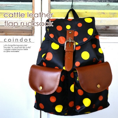 【TONYstyleリュックサック】<br>革フラップリュックサック<br>～コインドット～