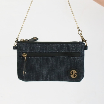 【TONYstyle岡山デニム】<br>チェーン付きポーチ<br> ～インディゴ濃紺デニム～