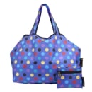 【TONYstyleオリジナルバッグ】折りたたみエコバッグ　～ハッピーブルー～　ポケッタブルトートバッグ　エコバッグ　ジム用バッグ　おしゃれ　大容量　軽量　レジ袋　コンパクトトートバッグ　A4対応　男女兼用　メンズバッグ レディースバッグ　ドット　水玉