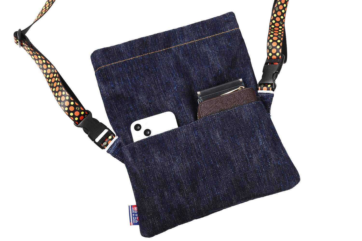 〈TONYstyle〉2WAYサコッシュバッグ＜岡山デニム＞（インディゴデニム）サコッシュ デニムサコッシュ ショルダーバッグ ウエストバッグ 薄マチ 口折れバッグ 岡山・井原デニム 軽量 赤耳デニム セルビッチデニム デニムバッグ 紺色 藍色