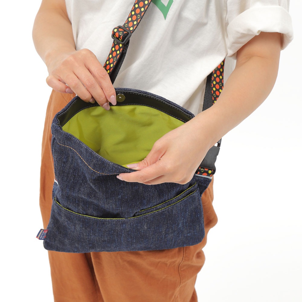 〈TONYstyle〉2WAYサコッシュバッグ＜岡山デニム＞（インディゴデニム）サコッシュ デニムサコッシュ ショルダーバッグ ウエストバッグ 薄マチ 口折れバッグ 岡山・井原デニム 軽量 赤耳デニム セルビッチデニム デニムバッグ 紺色 藍色